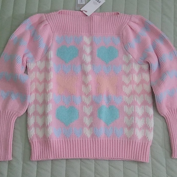 LoveShackFancy Gizela Pink Heart Pullover Sweater - Picture 6 of 12